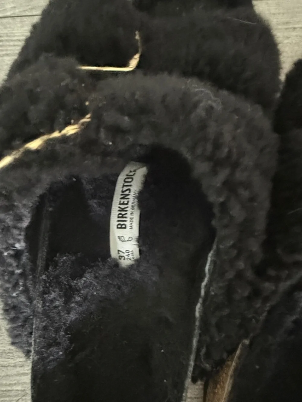 Womens Birkenstock Arizona Sherling & Big Buckle Lot 37 6.5 7 Black & Navy - Picture 4 of 7